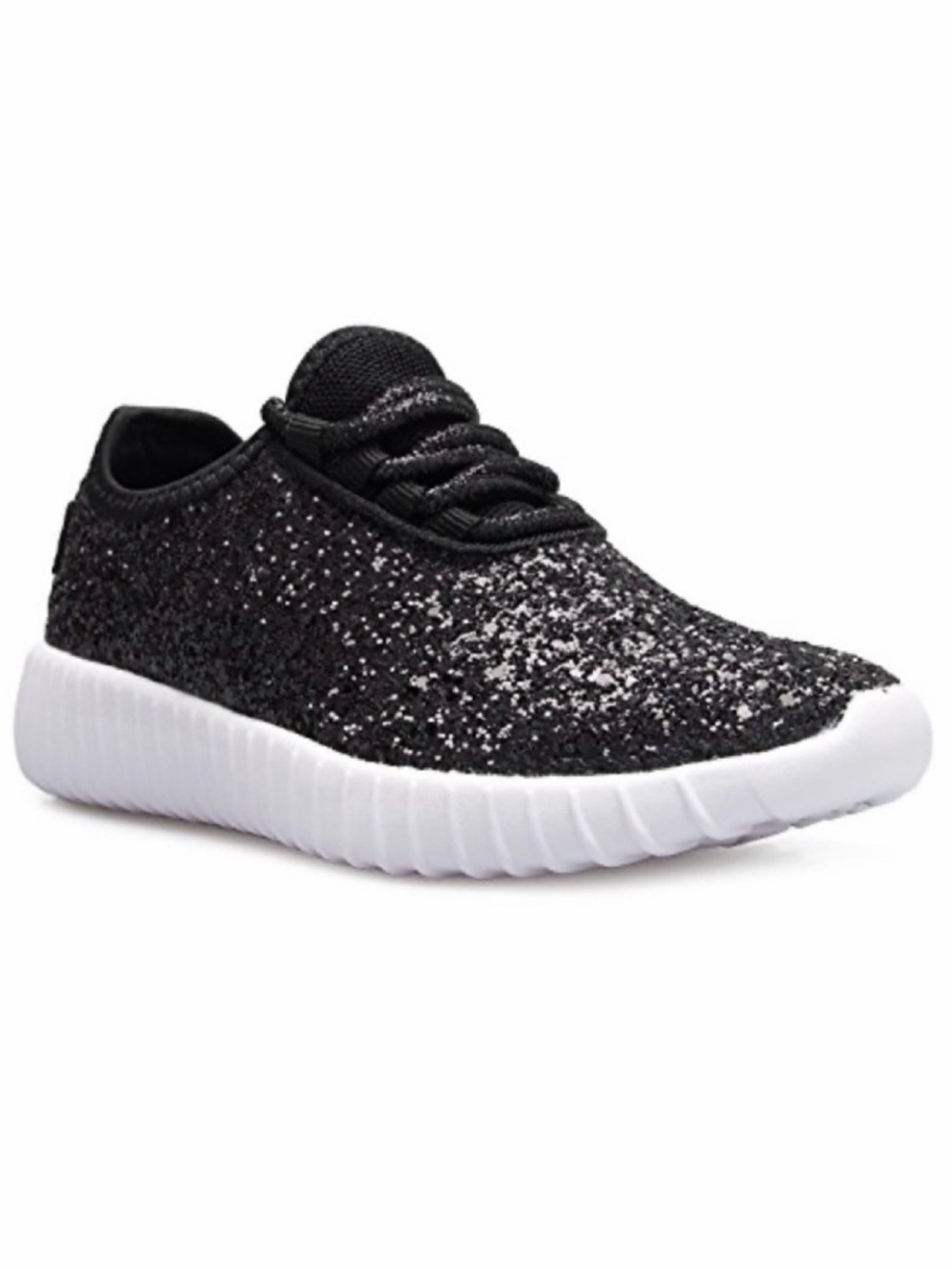 (NIB) FOREVER LINK • Black/White Remy Glitter Lace-Up Sneakers, 6 - Picture 1 of 16